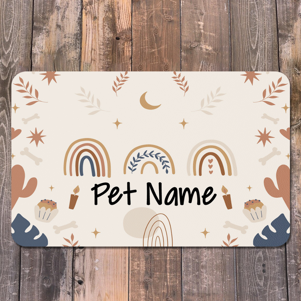 

Personalized Dog Cat Food Mat, Pu Leather Dog Bowl Mat Custom Pet Name Dog Feeding Mat For Food And Water, Waterproof Pet Dog Placemat With Non-slip Bottom