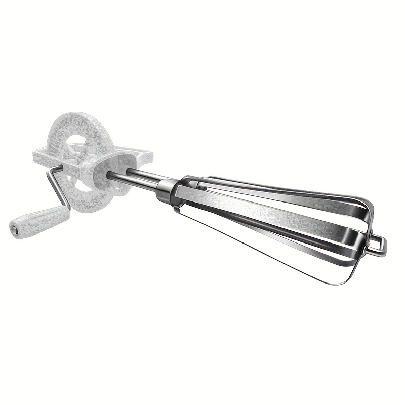 Manual Hand Mixer, Stainless Steel Hand Crank For Cooking White