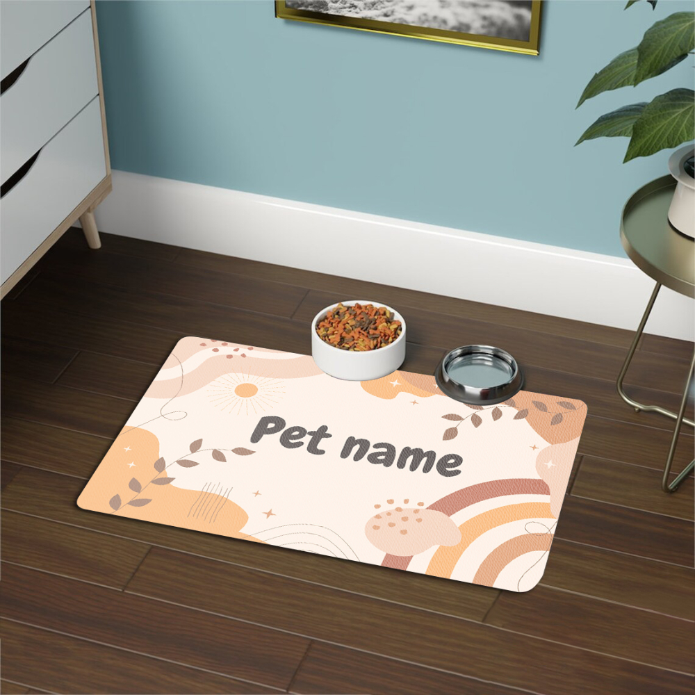 Pretty Personalised Dog Bowl Mat, Pet Bowl Mat, Customised Bowl