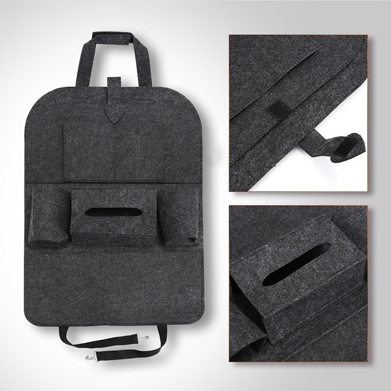 Universal Car Back Seat Hanging Storage Bag With 6 Pockets Elastic