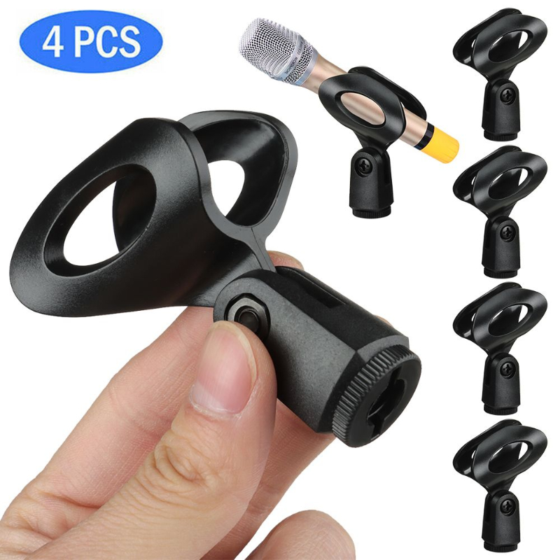 

4 Packs Universal Microphone Clip For Shure Mic Mount Holder Handheld Wireless/wired Mic Rotatable Durable Stand Clip