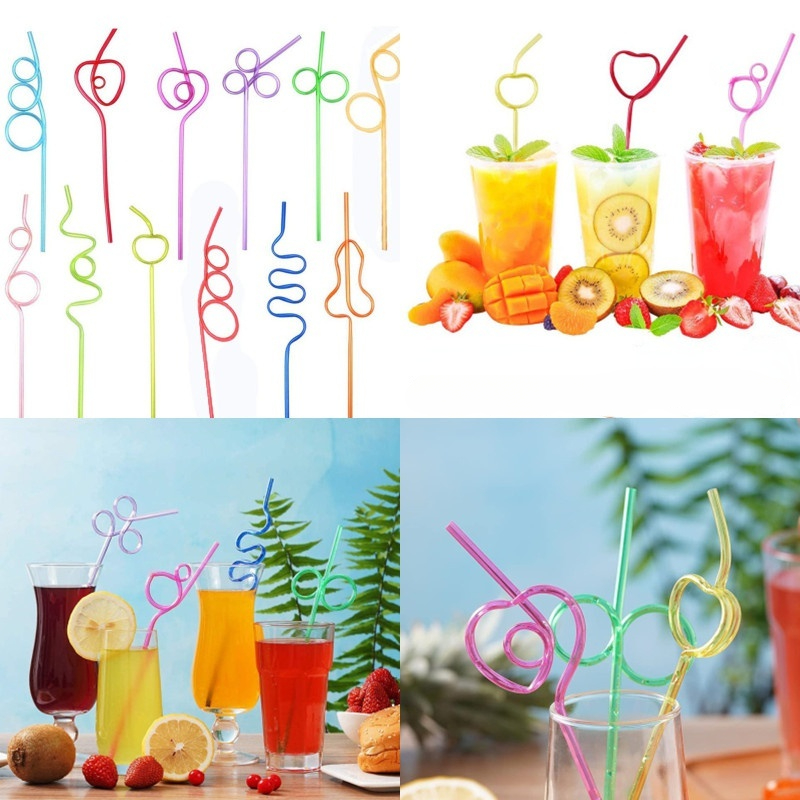 15Pcs Dinosaur Theme Straws Disposable Cartoon Straw for Party (Random  Color)