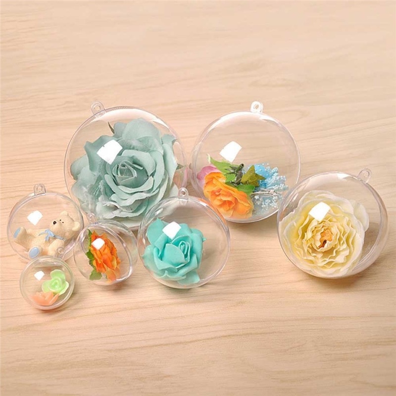 10Pcs Christmas Tree Hanging Decorations Ball Clear Plastic Round Ball Fillable  Ornaments Party Wedding Xmas Decor