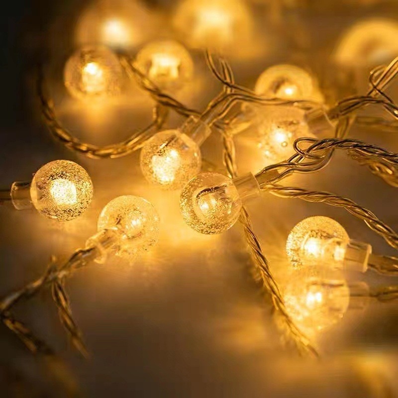 FHYTGBS Guirnalda de luces LED de algodón para decoración de jardín, bolas  de algodón, luces LED, funciona con pilas, decoración de Navidad