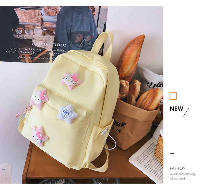 Miniso Hello Kitty Star Decor Backpack, Nylon Material Bookbag, Perfect School  Bag For Students Commuting - Temu