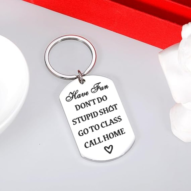Back To School Gifts Have Fun Don't Do Stupid Keychains First Day Of School  Funny Gag Gifts For Son Daughter Off To College Student Teens Christmas  Birthday Gifts - Temu United Arab