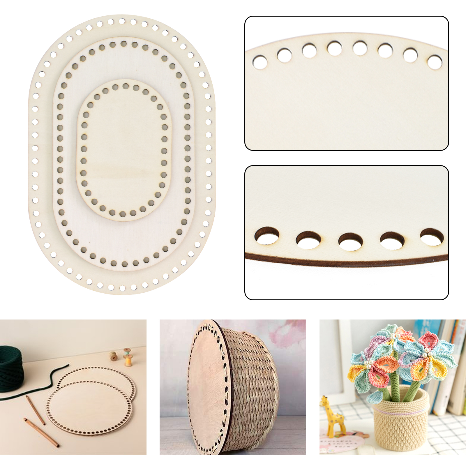 Diy Basket Weaving Supplies Oval Blank Solid Crochet Basket - Temu