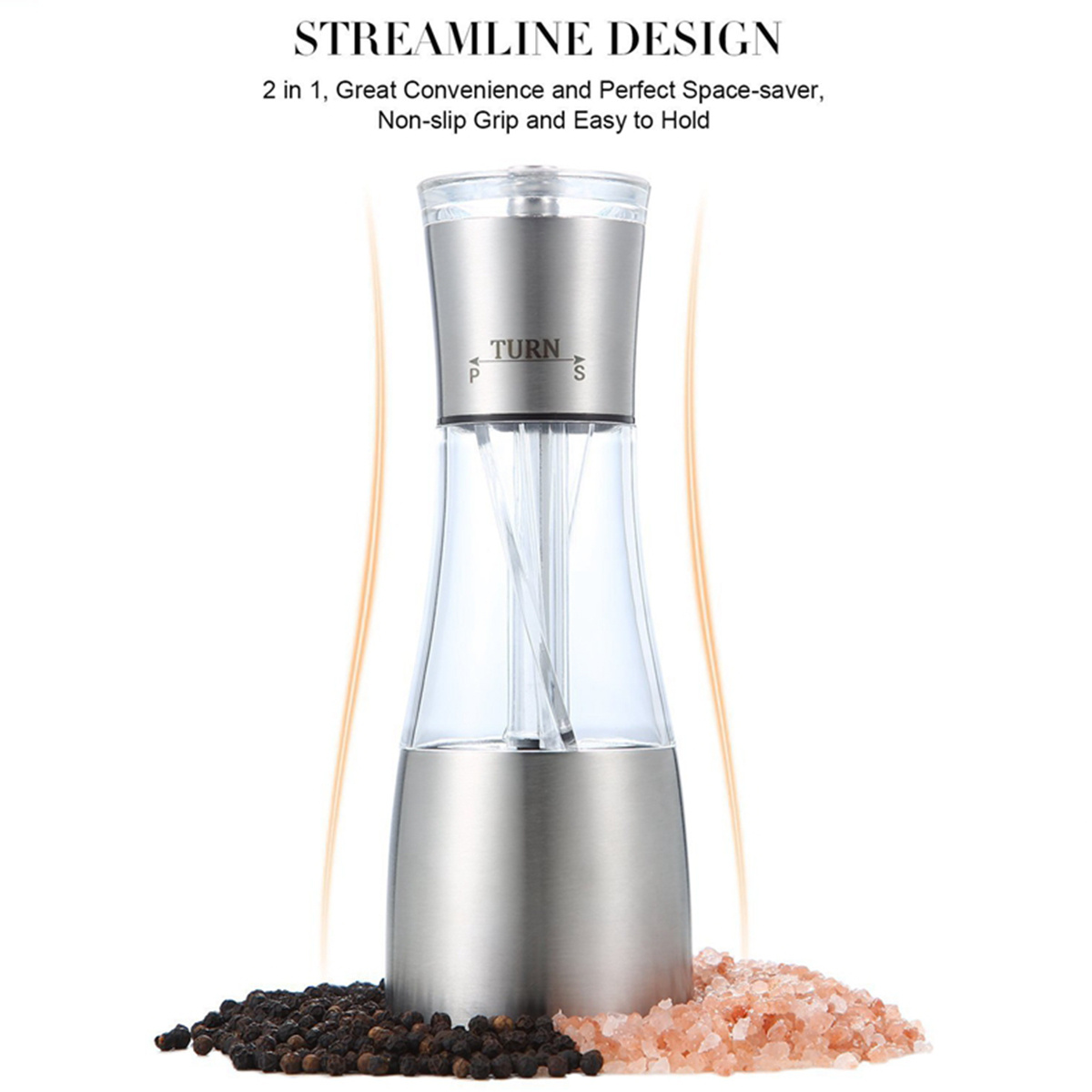 Salt And Pepper Grinder 2 in 1 Stainless Steel Salt And - Temu