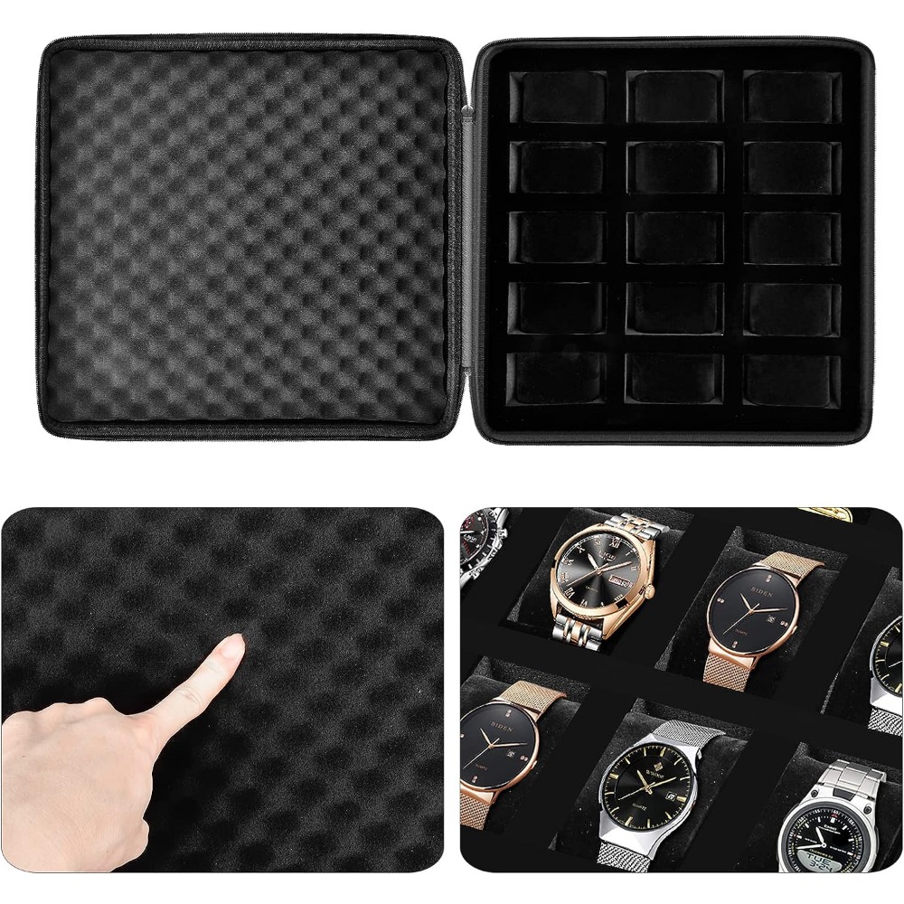 Caja Para Reloj Compraymas Estuche Alajero 12 Relojes Organizador Color  Negro