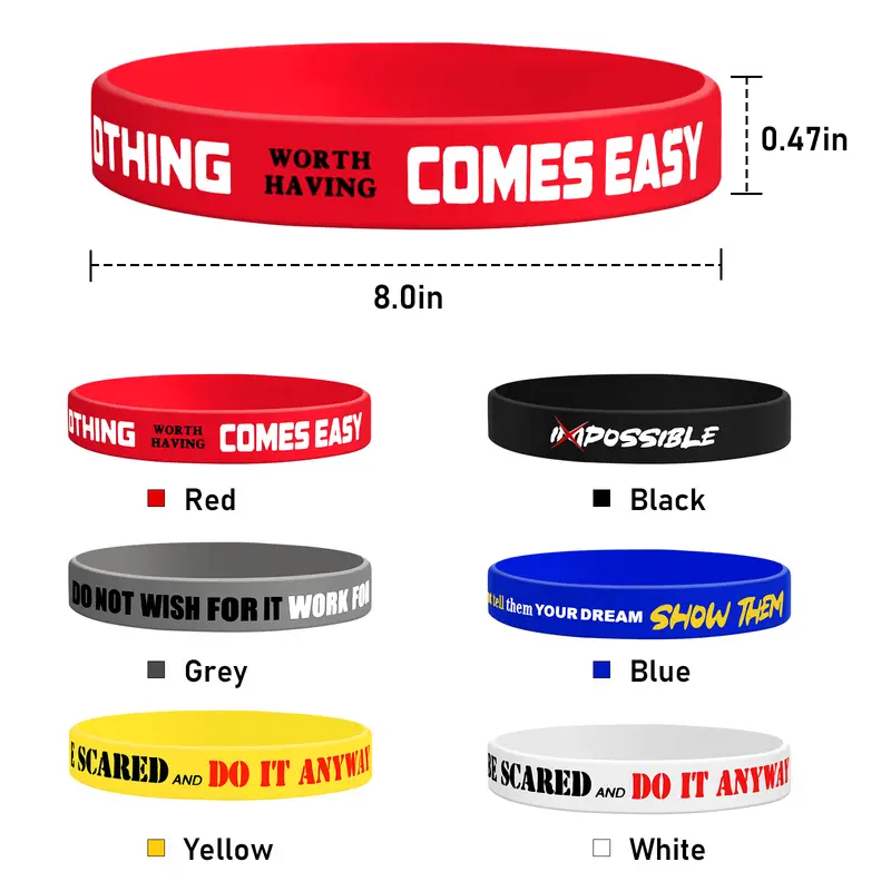 Dropship 8PCS Motivational Silicone Wristbands Rubber Band Bracelets  Assorted Colors Inspirational Bracelets to Sell Online at a Lower Price