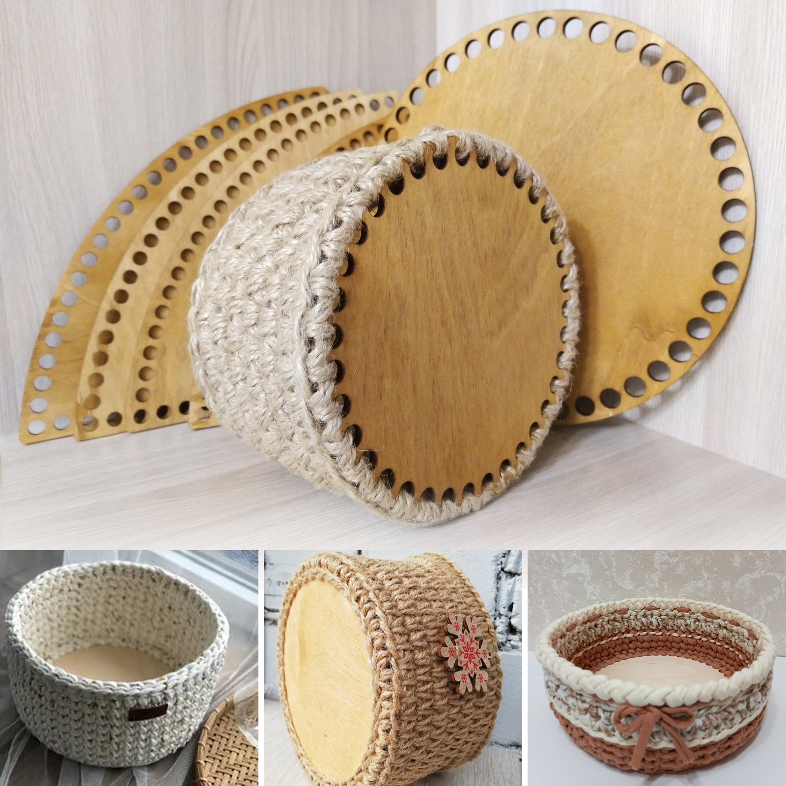 Natural Wooden Basket Bottom Crochet Basket Base For Diy - Temu