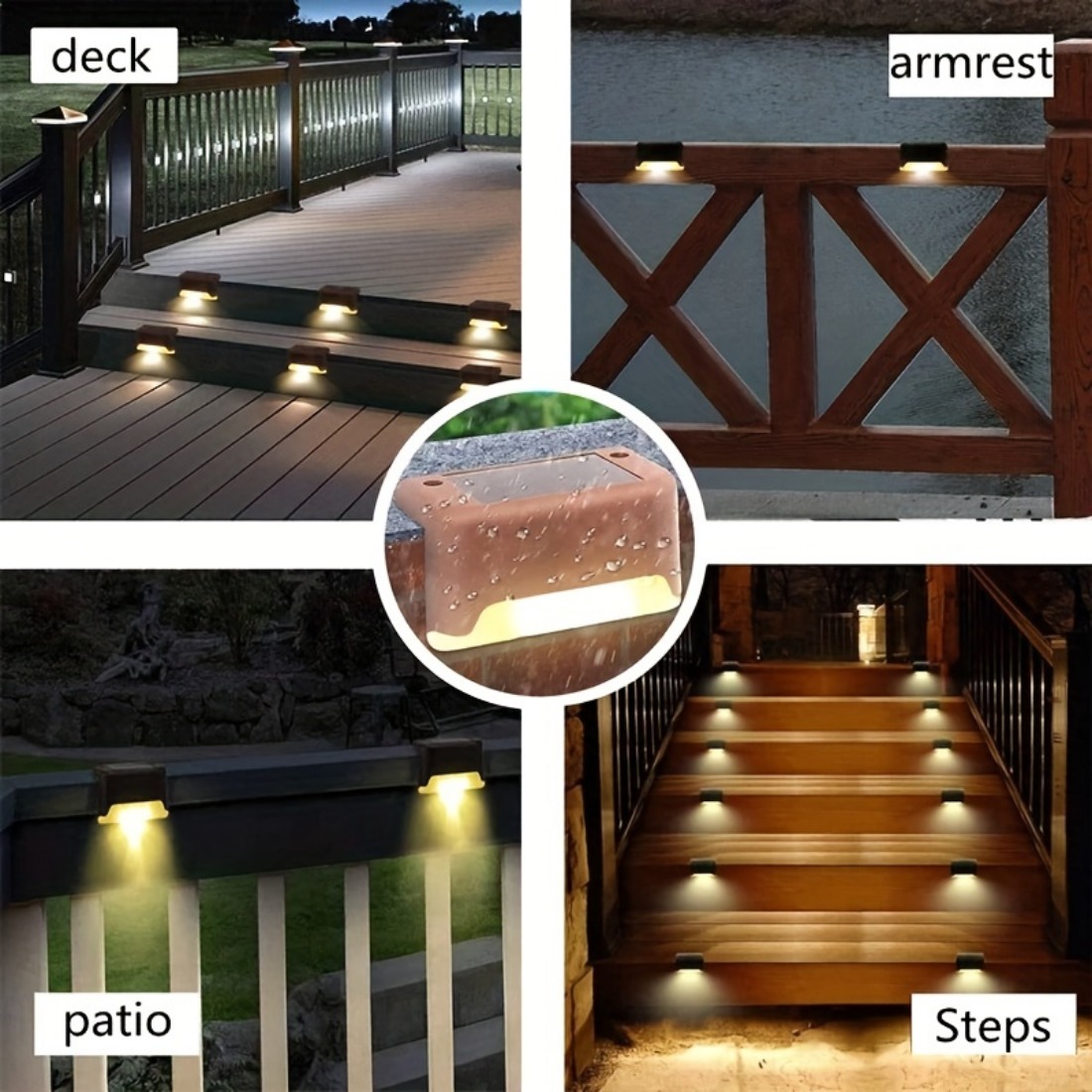 8 Pcs Solar Deck Stair Lights LED Outdoor Step Lights Garden Lights  In-ground Lights in 2023