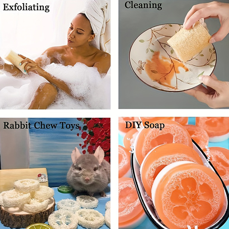 3pcs Natural Loofah Sponge, Loofah For Men Loofah Body Sponge Scrubber For Cleaning, Shower Sponge Body Back Scrubber