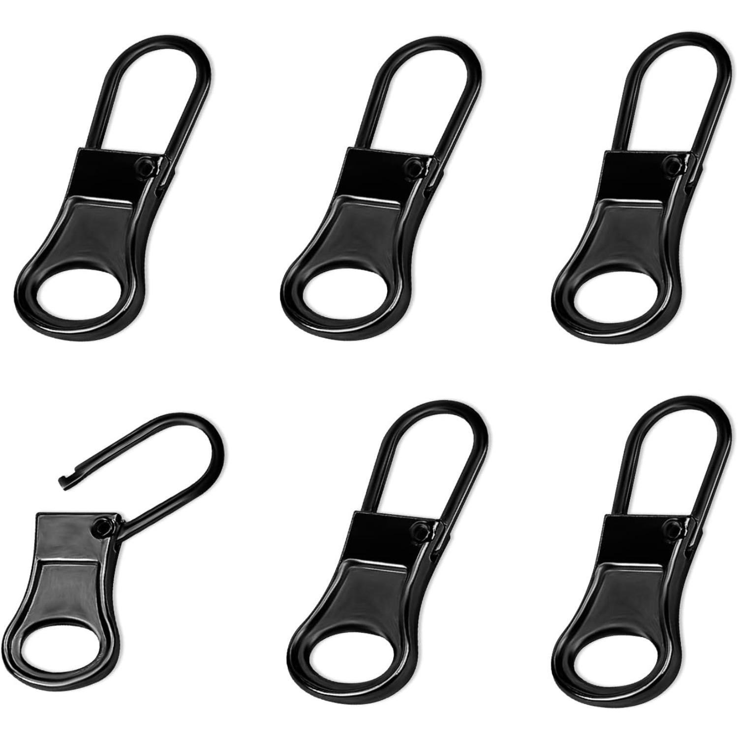 8 Pieces Zipper Pull Replacement Zipper Repair Kit Zipper Slider Pull Tab  Metal Zipper Fixer Head for Luggage Backpack Jacket Suitcase Coat (Black