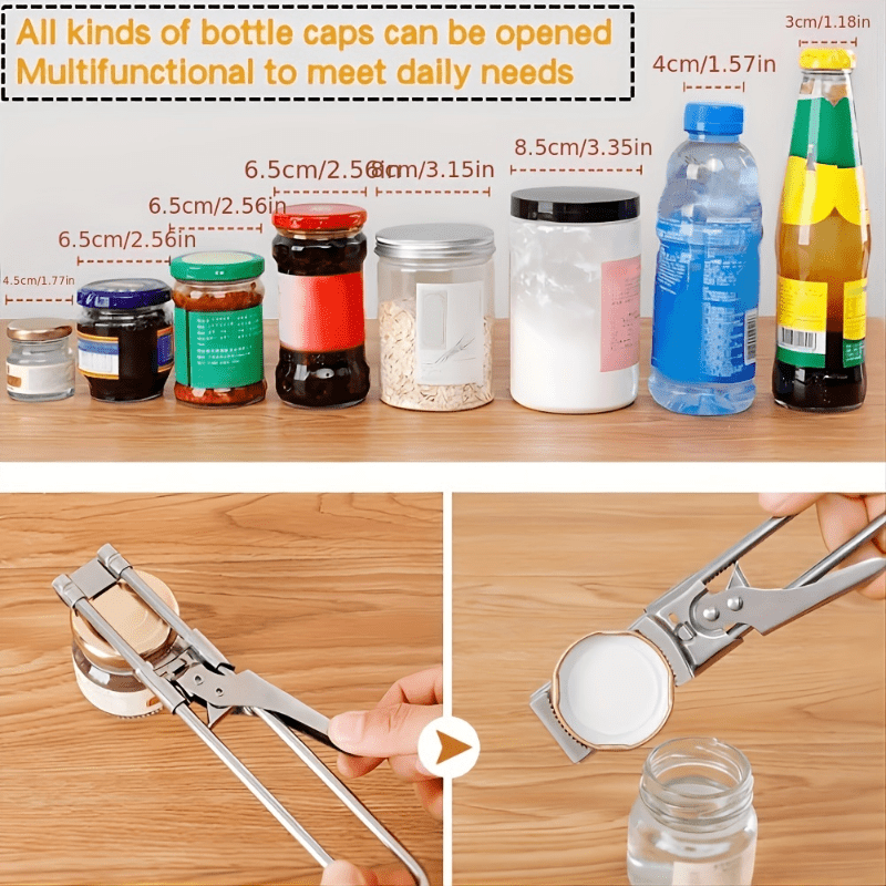Jar Opener for Seniors Arthritis+Gripper Pad, Jar Lid Opener for Weak Hands, Adjustable Stainless Steel Bottle Opener Canning Jar Opener Effortless