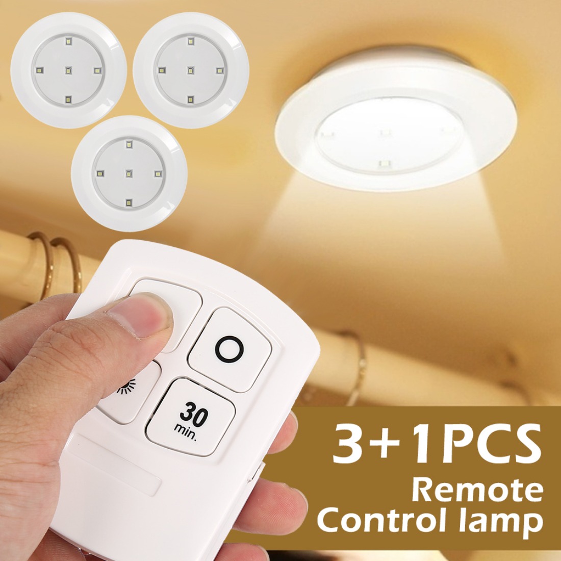 Paquete de 2 bombillas a pilas, batería recargable por USB, luz LED de  disco con control remoto, luz regulable inalámbrica E26 para apliques de  pared