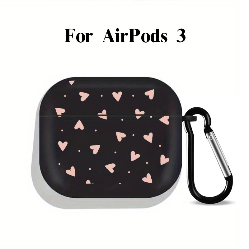 Black Rhombus And Heart Graphic Pattern Headphone Case For Airpods1/2,  Airpods3, Pro, Pro (2nd Generation), Gift For Birthday, Girlfriend,  Boyfriend, Friend Or Yourself, Black Protective Silicon Case For Earphone -  Temu United