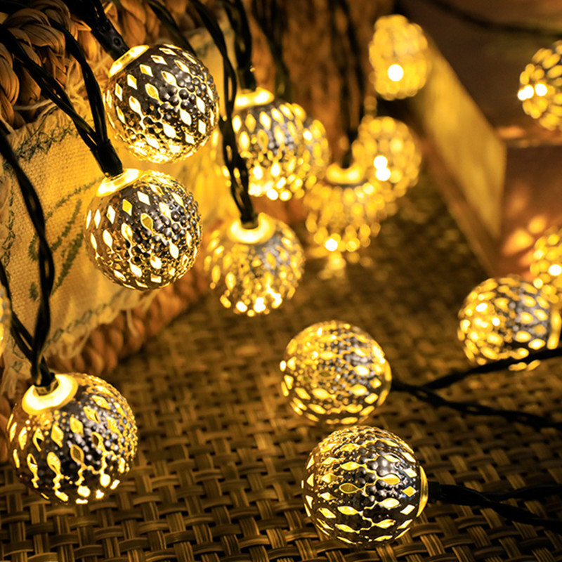 LED Solaire Boule Marocaine Guirlande Lumineuse Fer Décoration De Noël  Lumière Jardin Extérieur Batterie Boîte Lanterne - ALXX21SDZS0827A1456