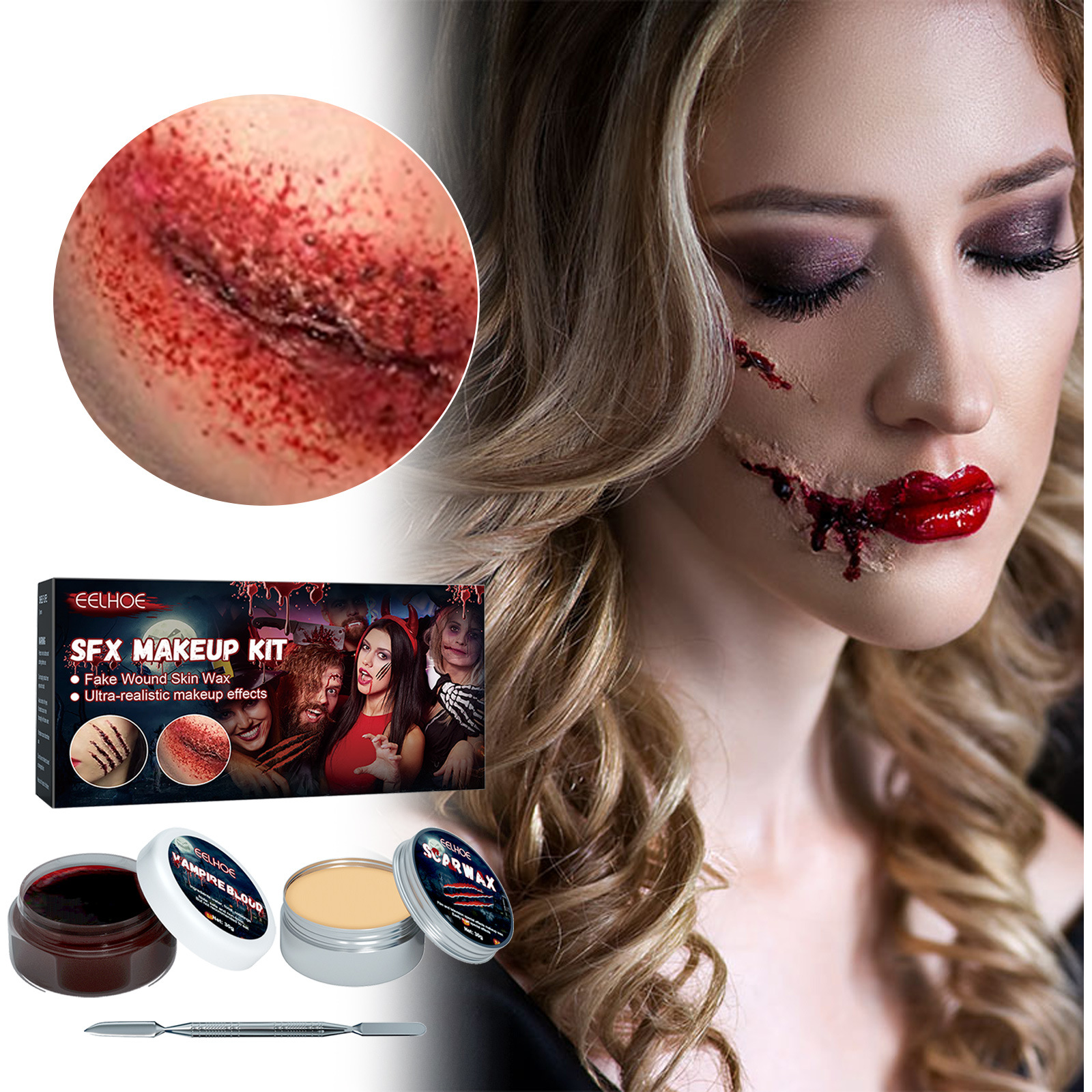 SFX Makeup Kit Scars Wax Halloween Special Effects Stage Fake Wound Modeling