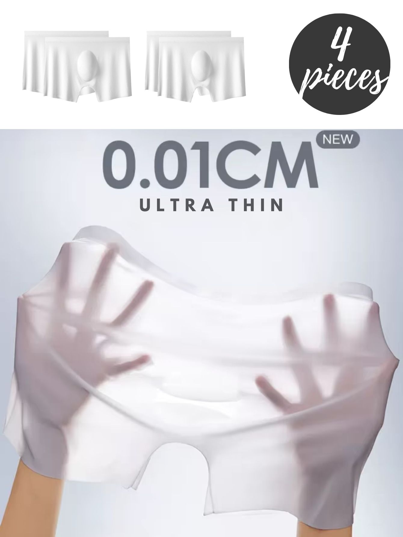 Mens Underwear Thin Ice Silk Translucent Panties U Pouch Breathable Boxer  Briefs
