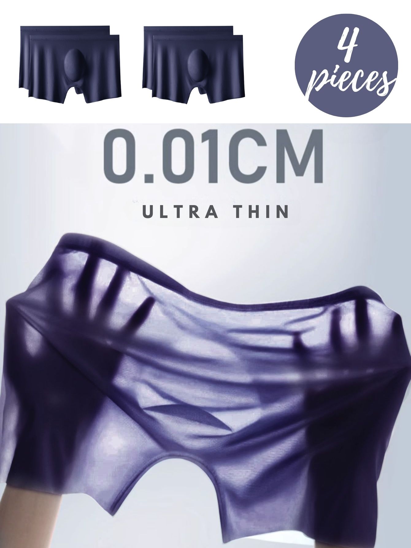 Men's Casual Ice Silk Breathable Underwear Thin Boxer Briefs Cool