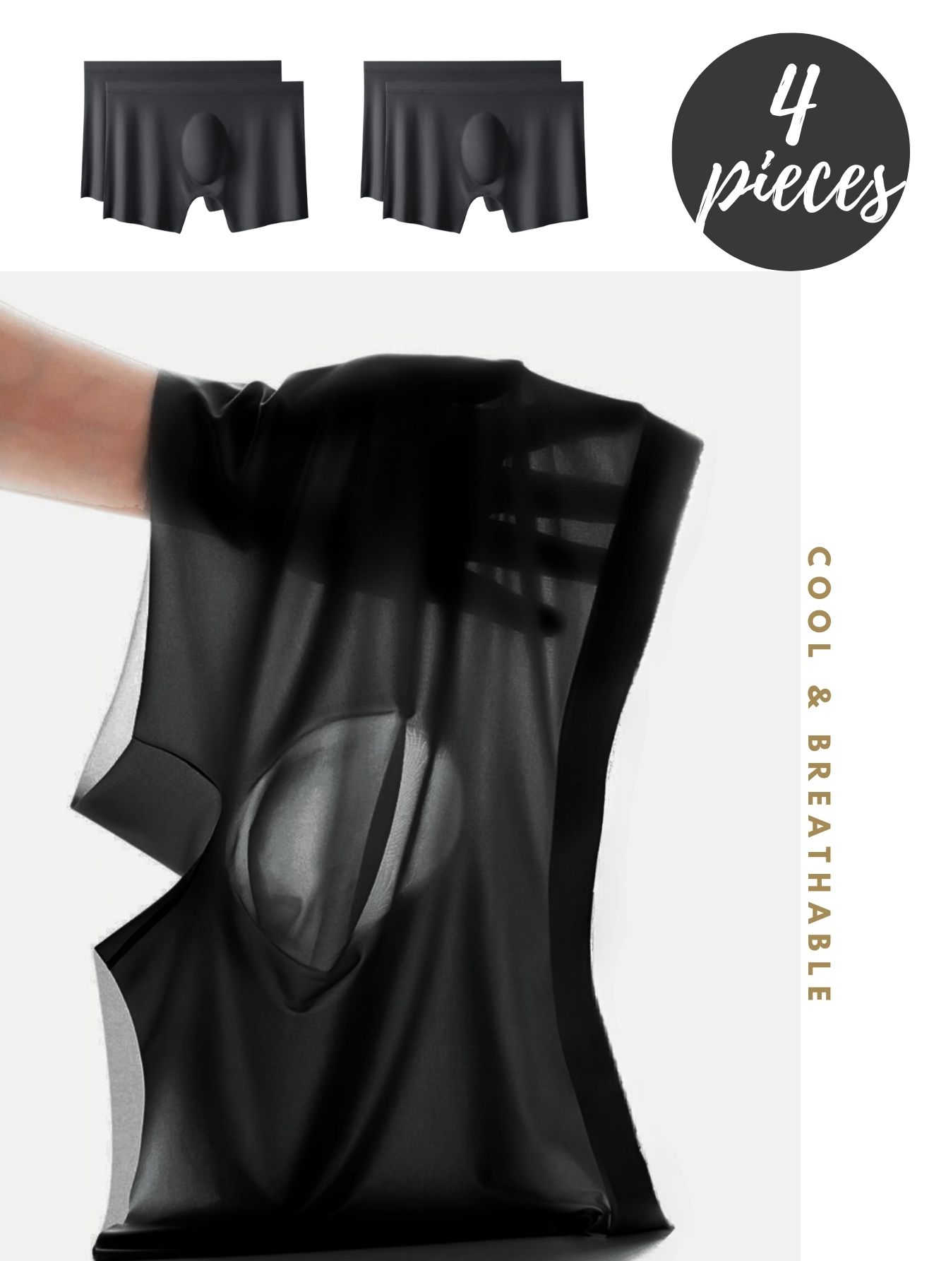 Temu 3pcs Men's Ice Silk Cool Soft Comfy Seamless Boxers Briefs Underwear