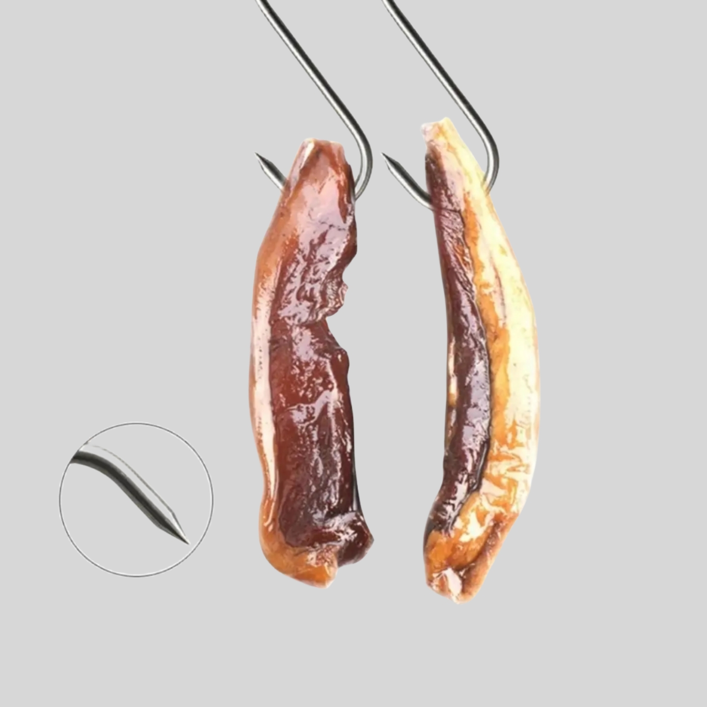 1pc Stainless Steel Meat Hook Wooden Handle T Shaped Hanging Hook Butcher Hook (Random Pattern of Wooden Handle), Size: 28.00