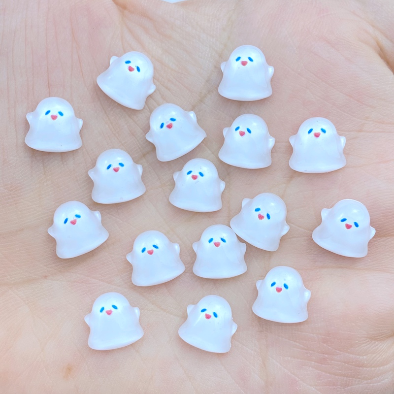 

20/50/100pcs Halloween Ghost Series Cute Mini Flat Back Resin Accessories For Manicure Parts Embellishments Hair Bows Phone Case Patches Decors Jewelry Making Supplies