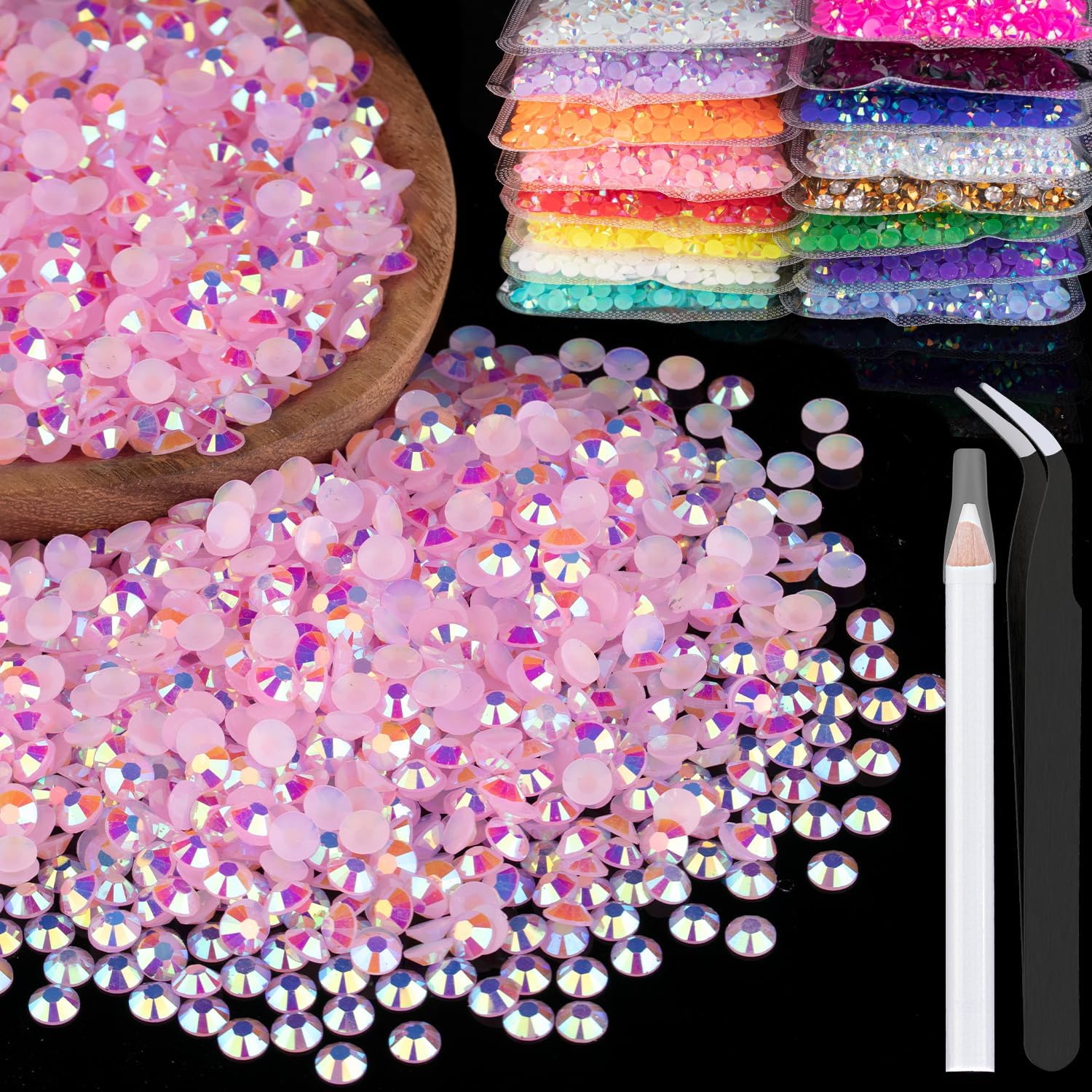 Wholesale Bulk Bag 3000PCS 4mm Resin Flat Back Rhinestone, Clear Crystal  Round Non Hotfix Flatback Resin Rhinestones for Nails, Tumblers, DIY Bling