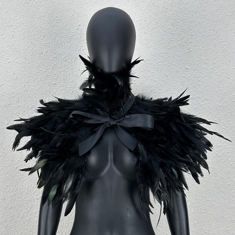 STEADY Unisex Party Feather Scarf Solid Color Women Performance Cosplay  Shawl One Size / Black
