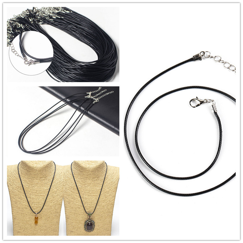 Diy Black Leather Rope Crystal Necklace Pendant Rope Wax - Temu