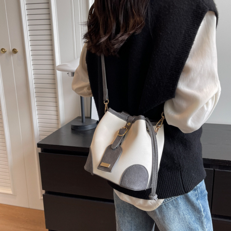 Small Convertible Crossbody Handbag in Vegan Leather Geometric Color Blocks  for Women