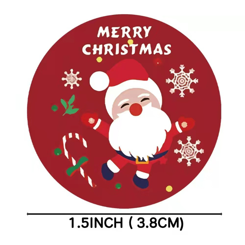 100 autocollants adhésifs décor Noël ronds de 3.8 cm décoration cadeau