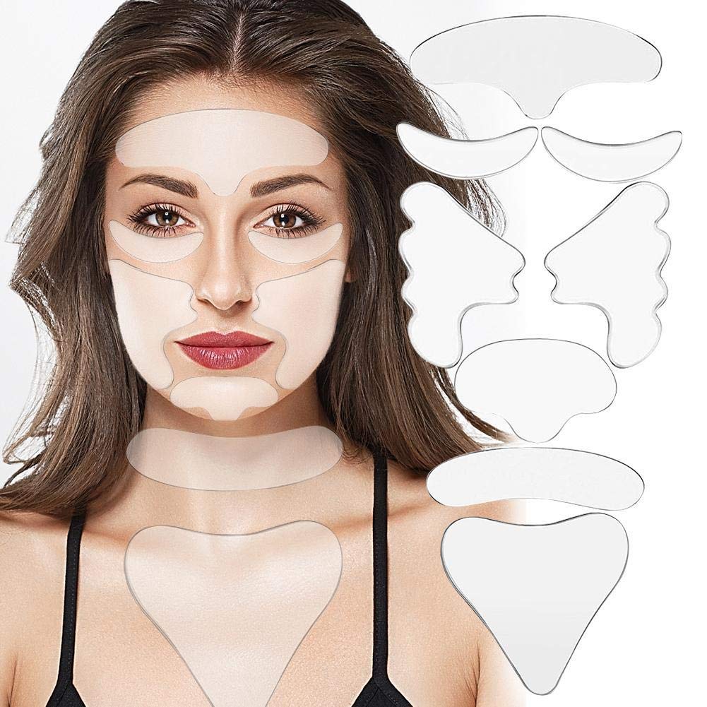 

8 Pcs/set Reusable Smoothes Wrinkles Silicone Patches Eye Face Cheek Chest Forehead Neck Wrinkle Pads Tightening Patches Smoothing Lifting Fine Lines Pad For Women