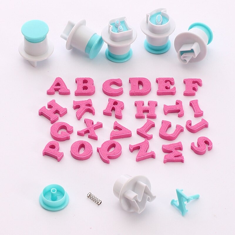 1 set baking pastry mold diy alphabet fondant cookie plunger cutter pastry cookie cutter embosser fondant mold cake cookie decorating tool baking mold details 2