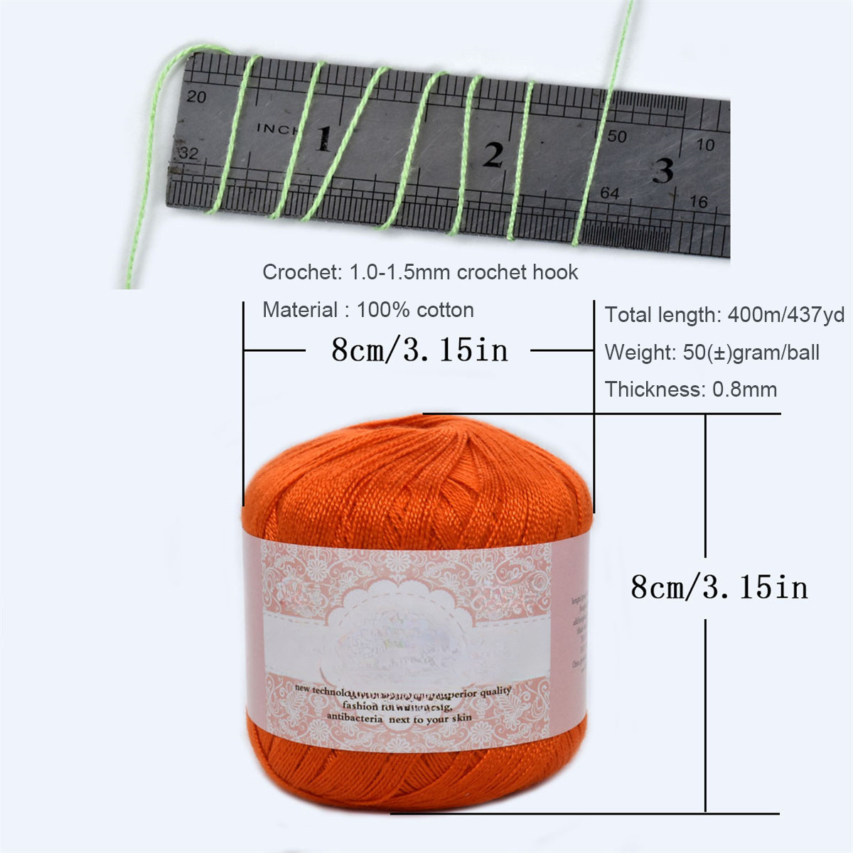 1pc Lace Yarn Crochet Material Set, Including Micro Crochet Hook, Diy Kit