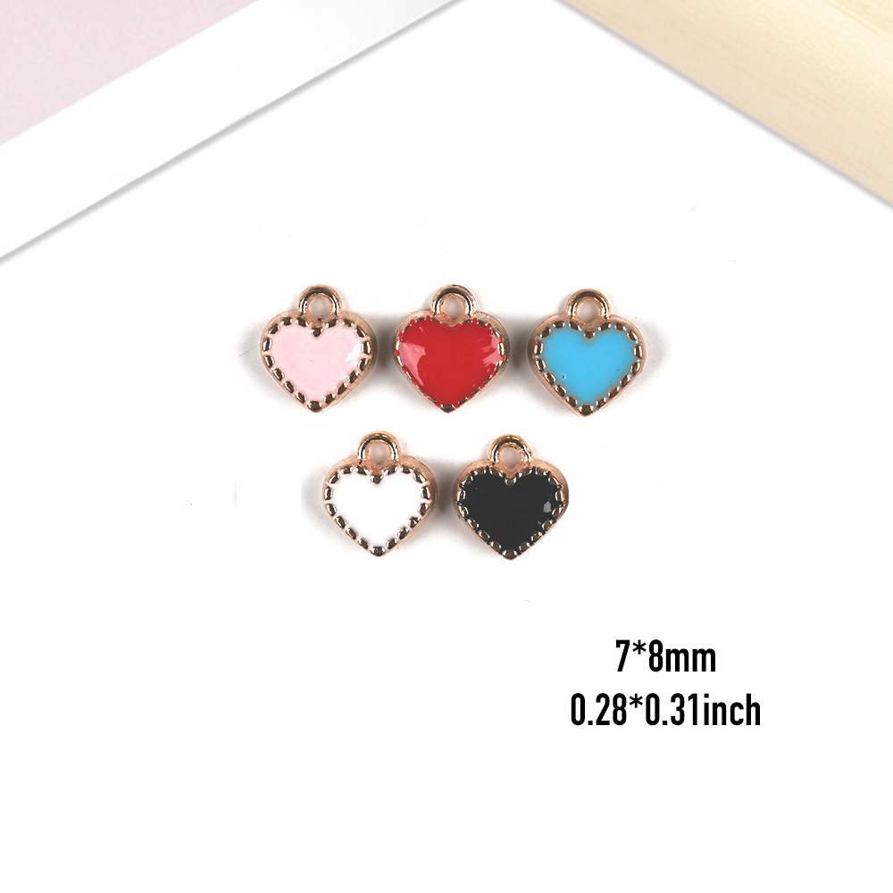 Mini Colorful Alloy Enamel Heart Pendants With Lace For Diy - Temu