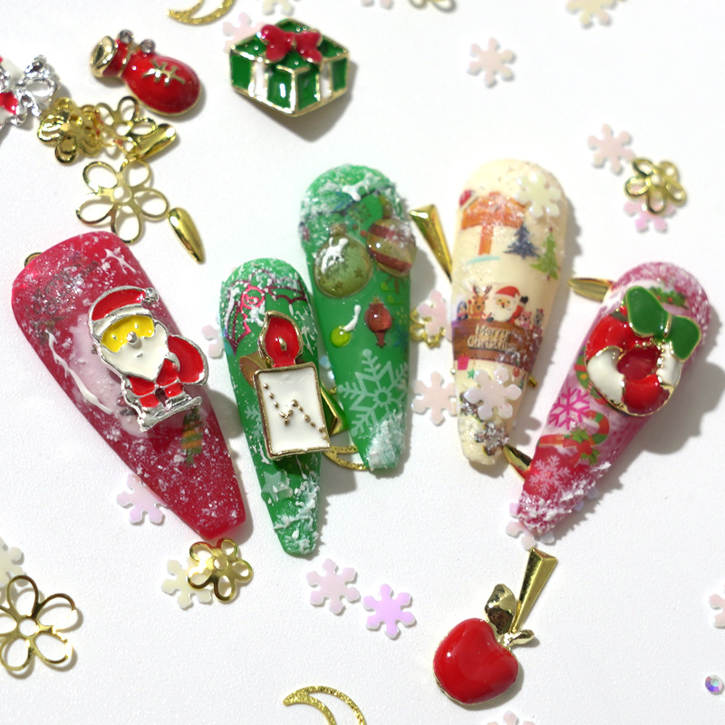 Radom christmas Nail Art Charms alloy Santa Claus Christmas - Temu