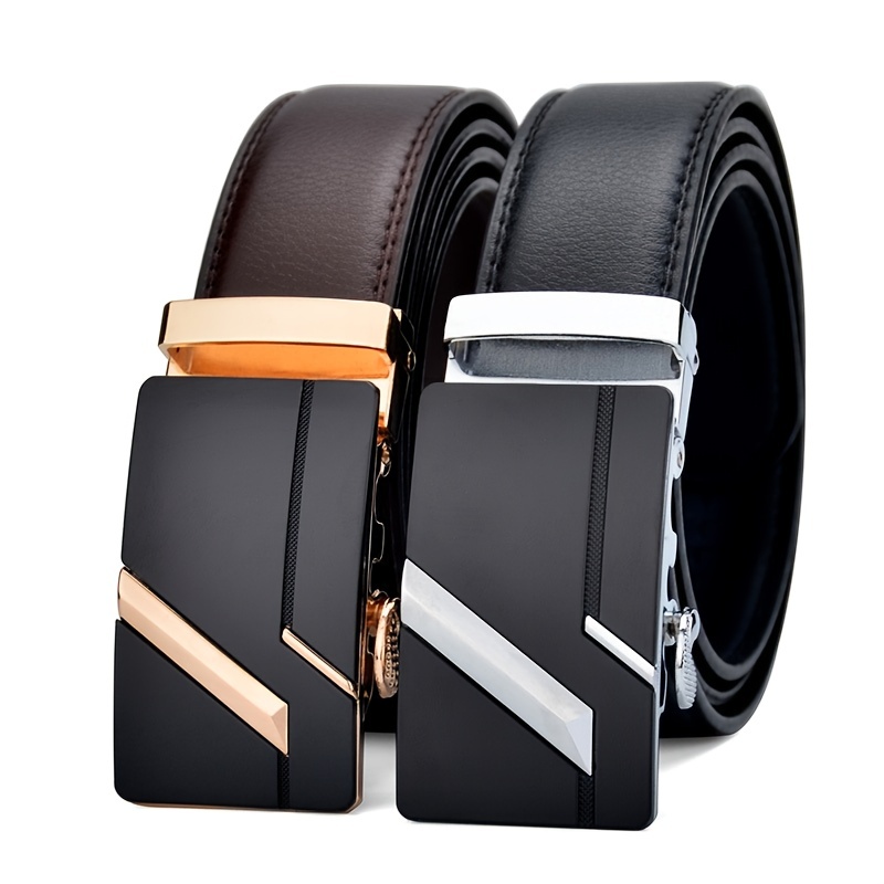 Trendy Fashionable Adjustable Automatic Buckle Black Men Belt