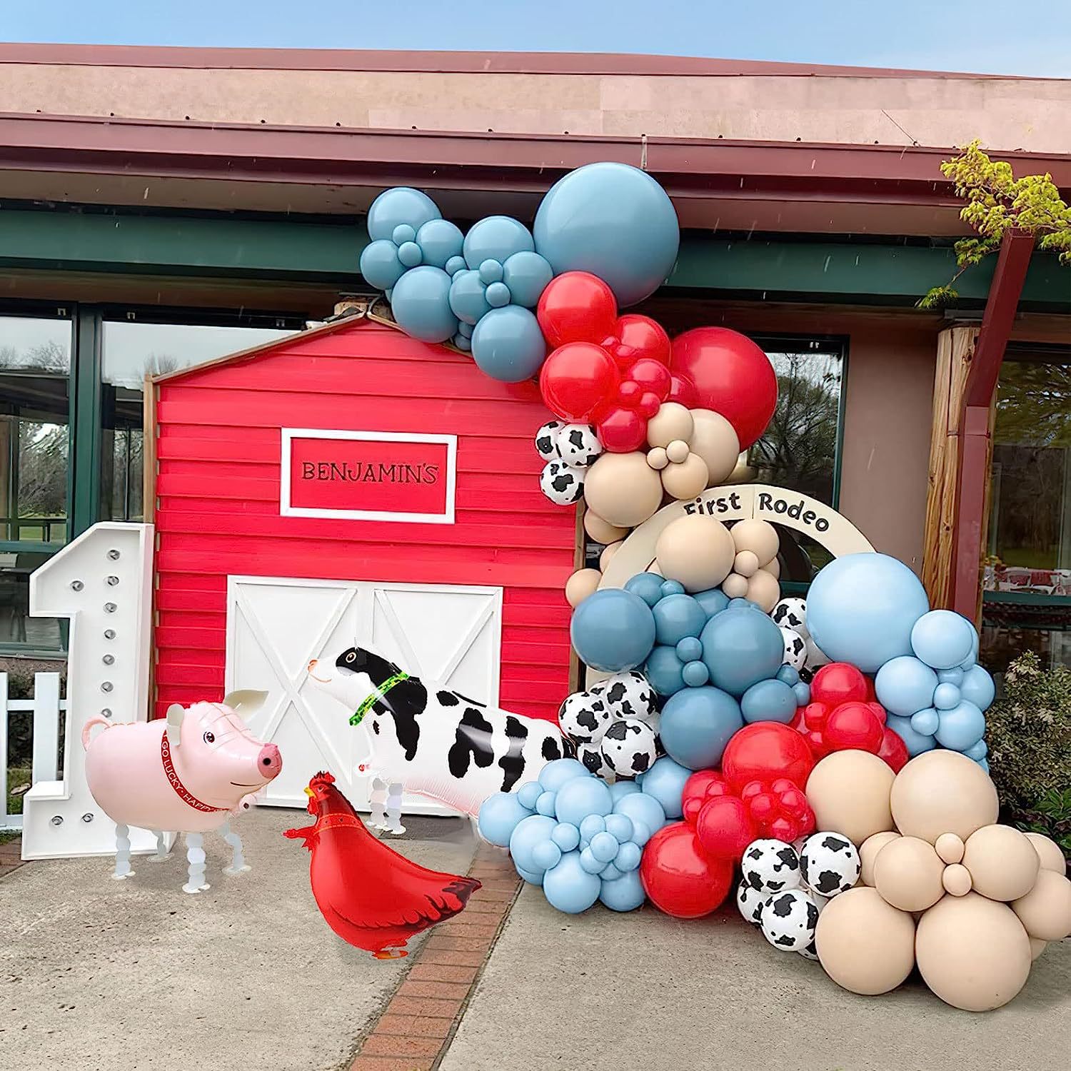 Ensemble de Ballons sur le Thème des Animaux de la Ferme, Tour de