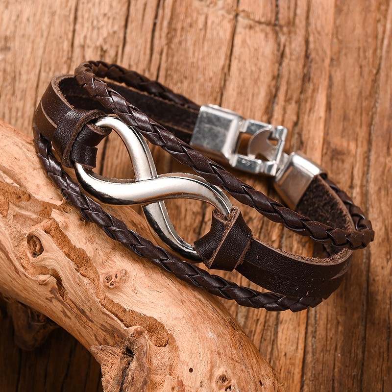 Mens leather shop infinity bracelet