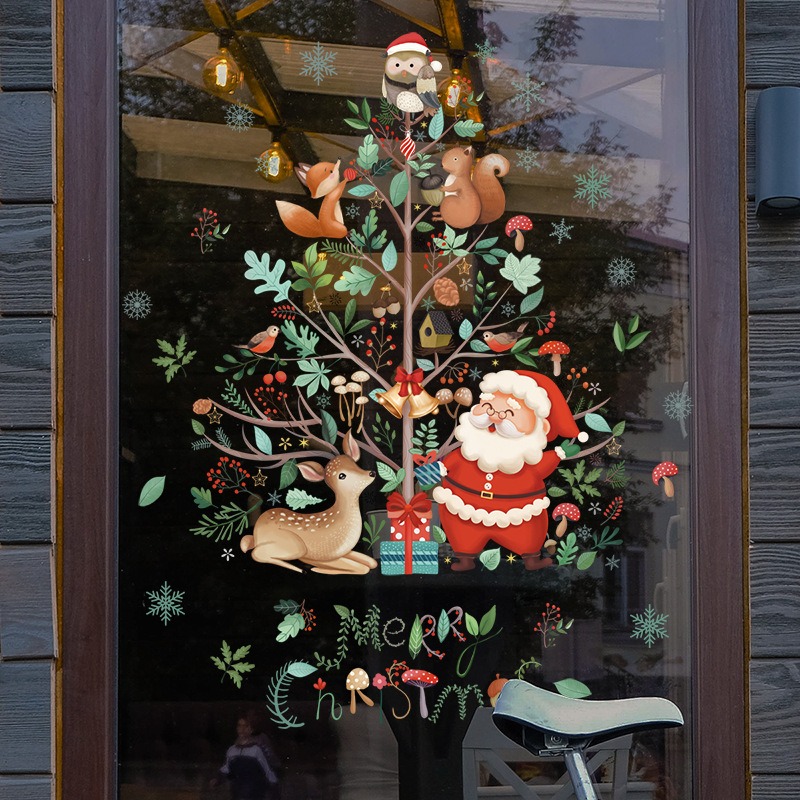 Christmas Window Clings Decorative Santa Claus Stickers