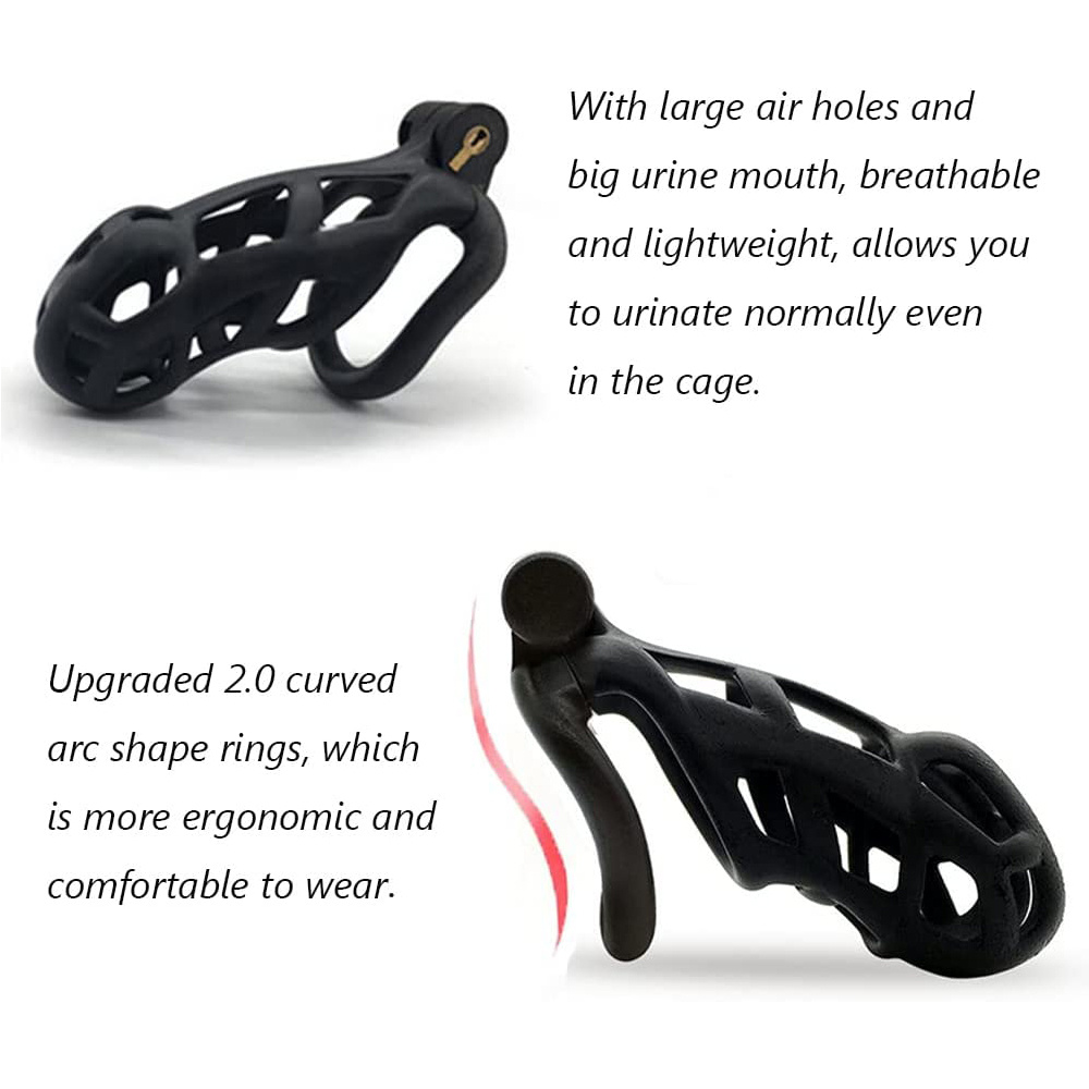 Male Penis Cage Lock Chastity Cage With Lock 4 Rings Resin - Temu