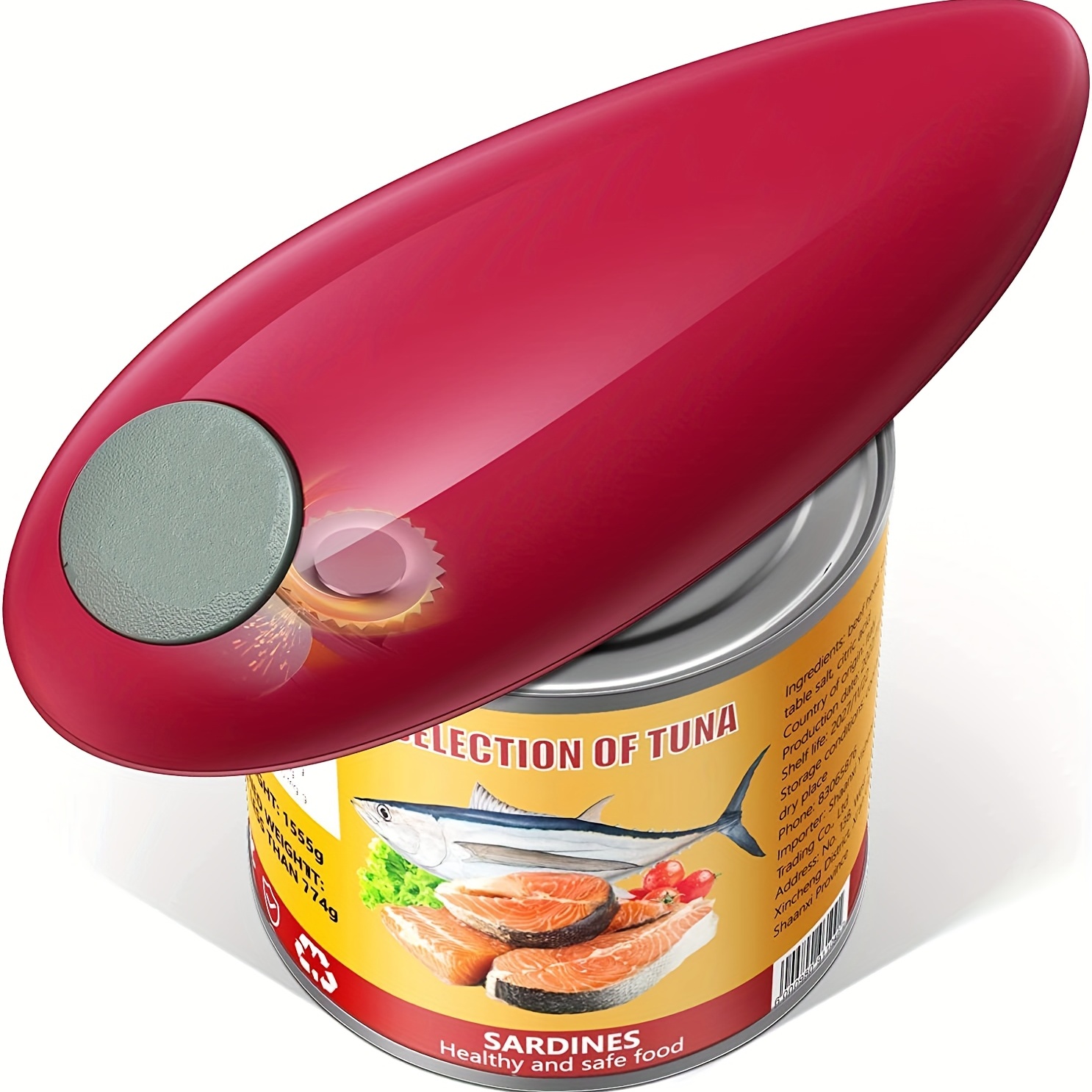 Electric Can Opener, Food-Safe Battery Operated Can Opener Electric with Smooth Edge, One-Touch Electric Can Openers for Kitchen Almost Size Can