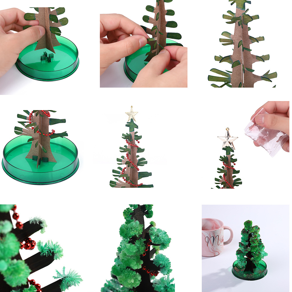 1pc magic growing christmas tree paper crystal trees blossom toys diy fun xmas gift for adults kids home festival party decor props details 2