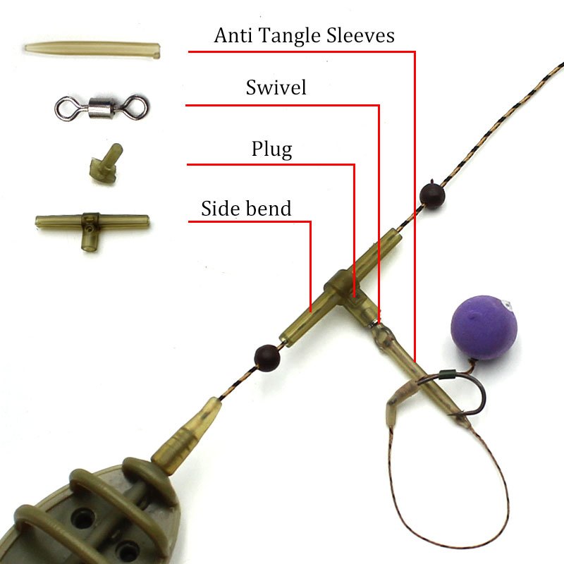 MNFT Full Set Carp Fishing Accessories Kit Matte Swivels Soft Anti Tangle  Sleeve Carp Fish Connector