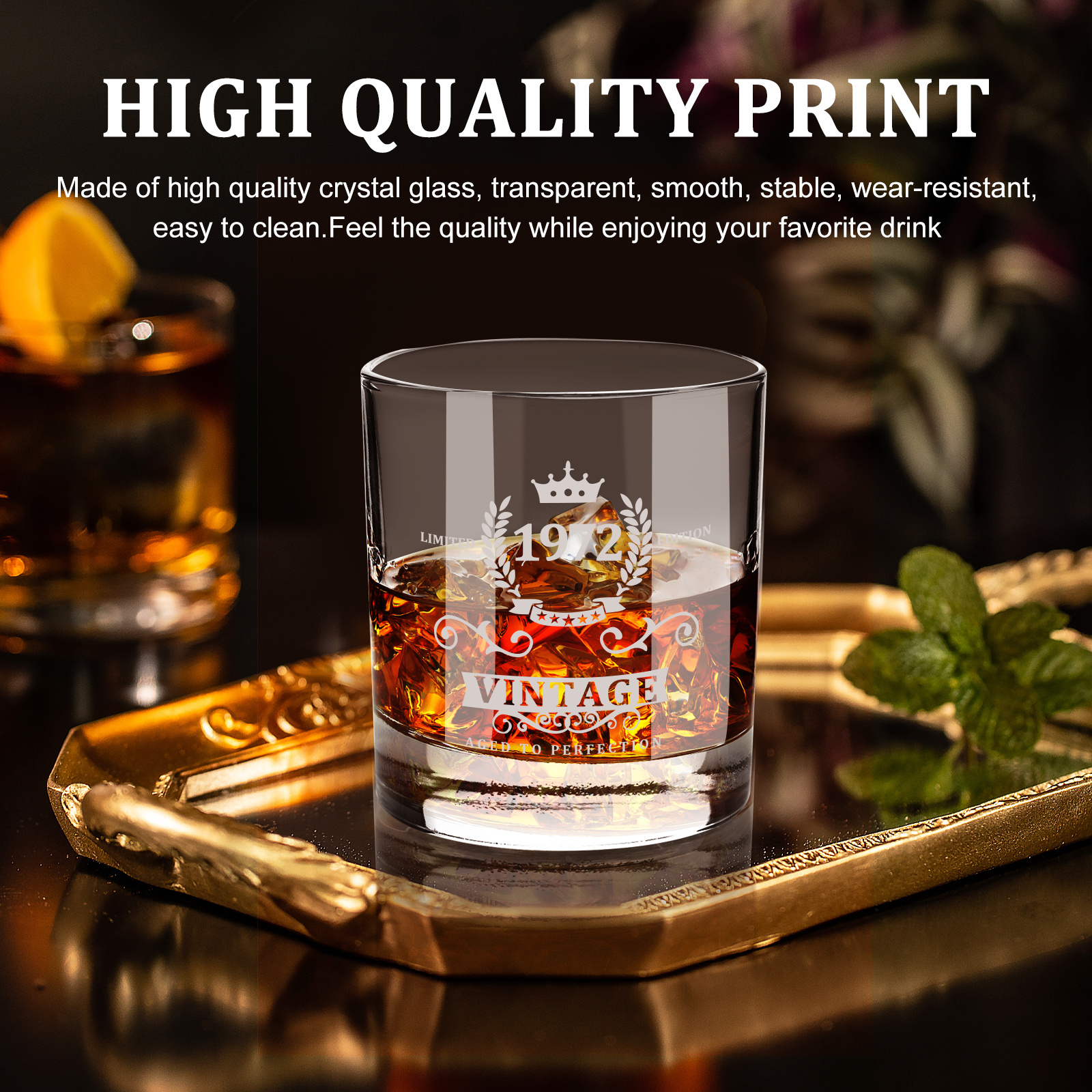 Whiskey Glasses Set of 6 Old Fashioned Cocktail Scotch Bourbon Rum Bar Cups  6 Oz