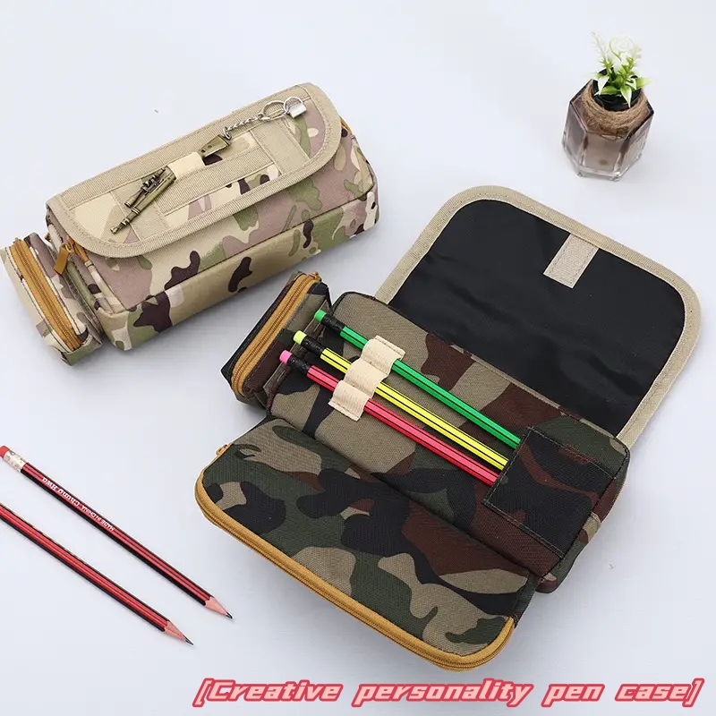 Pencil Pouch Camo Canvas Large Capacity Pencil Case - Temu