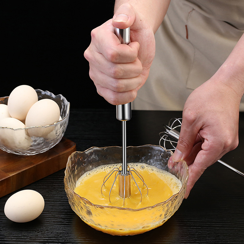 Semi-automatic Egg Whisk, Stainless Steel Egg Beater, Hand Push Rotary Egg  Blender, Baking Tools, Kitchen Gadgets, Kitchen Accessories, Home Kitchen  Items - Temu