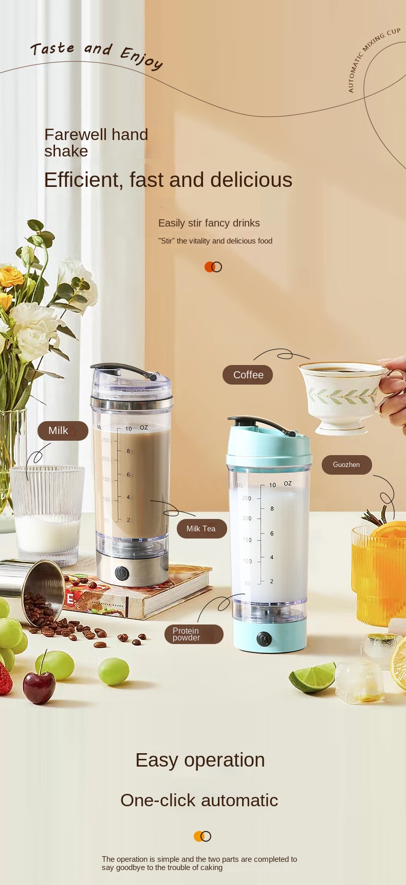 Stirring Cup, Fully Automatic Mini Portable Coffee Pot, Charging Shaker Cup  Sports Fitness Protein Powder Stirring Cup - Temu